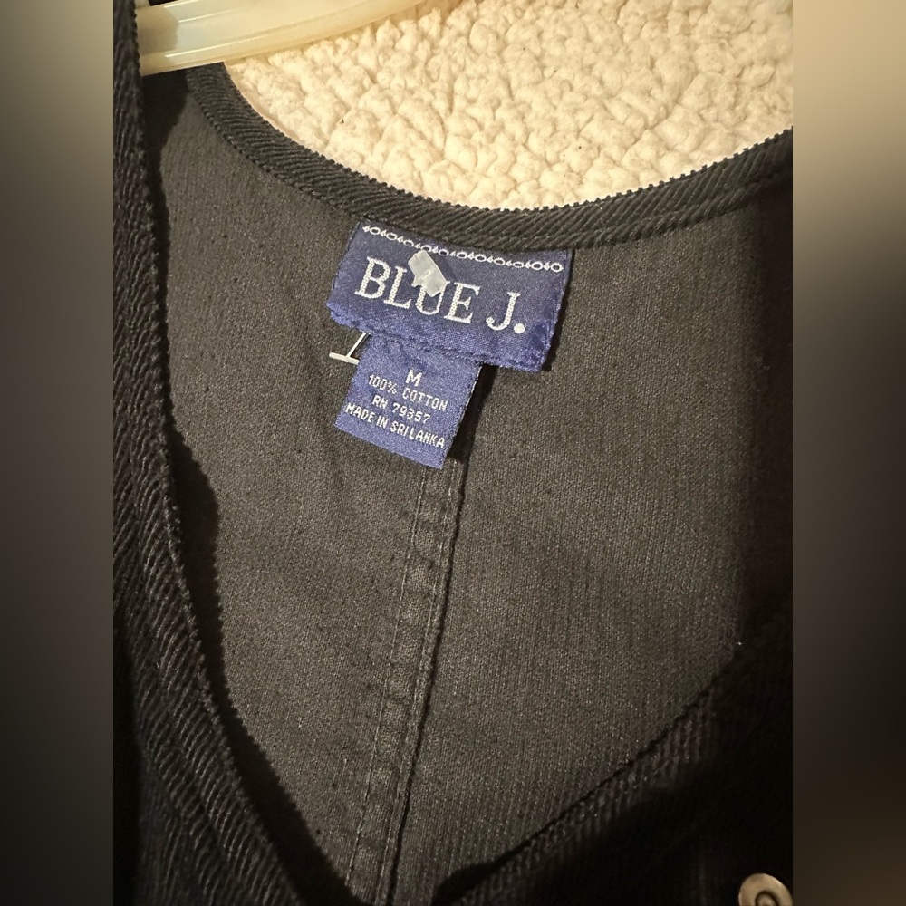 Vintage 90’s Y2K Blue J. Black Sleeveless Corduroy Jumper Dress silver buttons - Picture 5 of 7